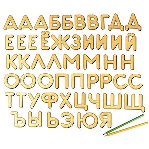 Набор Буквы на магнитах 6 см, дерево Woody (Вуди) фото 1
