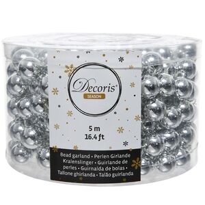 Бусы на елку Горошек XL 14 мм*5 м серебряные, пластиковые Kaemingk фото 3