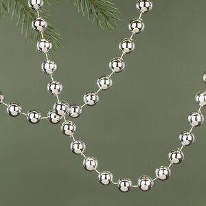 Бусы на елку Горошек XL 14 мм*5 м серебряные, пластиковые Kaemingk фото 2