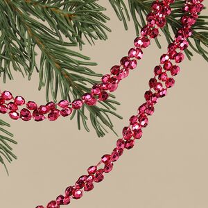 Бусы на елку Алмазная Россыпь 270 см малиновая фуксия, пластиковые Kaemingk фото 3