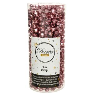 Бусы на елку Diamonds 8 мм*9 м розовый бархат, пластиковые Kaemingk фото 3