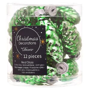Набор стеклянных елочных игрушек Шишки 6 см луговой зеленый mix, 12 шт Kaemingk (Кейминг) фото 3