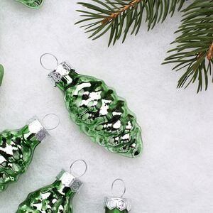 Набор стеклянных елочных игрушек Шишки 6 см луговой зеленый mix, 12 шт Kaemingk (Кейминг) фото 5