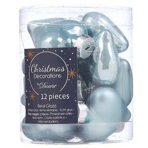 Набор стеклянных елочных игрушек Сердце Монплезира 4.5 см misty blue mix, 12 шт Kaemingk фото 3
