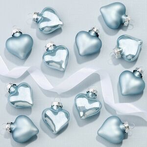 Набор стеклянных елочных игрушек Сердце Монплезира 4.5 см misty blue mix, 12 шт