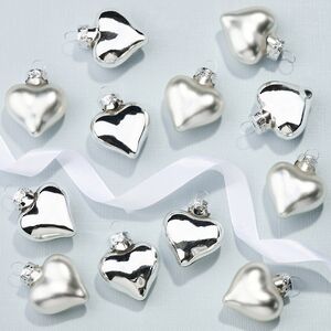 Набор стеклянных елочных игрушек Сердце Монплезира 4.5 см серебряный mix, 12 шт