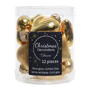 Набор стеклянных елочных игрушек Сердце Монплезира 4.5 см золотой mix, 12 шт Winter Deco фото 3
