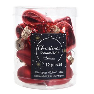 Набор стеклянных елочных игрушек Сердце Монплезира 4.5 см красный mix, 12 шт Winter Deco фото 2