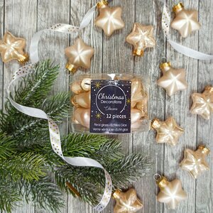 Набор стеклянных елочных игрушек Звезды 4.5 см перламутровый mix, 12 шт Winter Deco фото 2