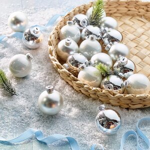 Набор стеклянных шаров 3.5 см серебряный mix, 16 шт Winter Deco фото 3