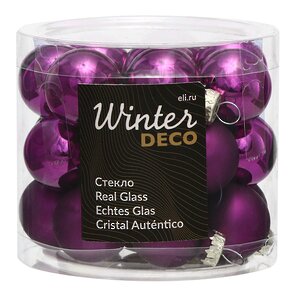 Набор стеклянных шаров 2.5 см royal purple mix, 24 шт