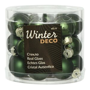 Набор стеклянных шаров 2.5 см зеленый бархат mix, 24 шт Winter Deco фото 3