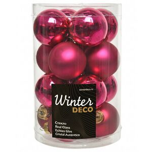 Набор стеклянных шаров 3.5 см малиновая фуксия mix, 16 шт Winter Deco фото 1
