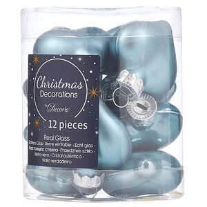 Набор стеклянных елочных игрушек Сердце Монплезира 4.5 см голубой туман mix, 12 шт Kaemingk фото 3