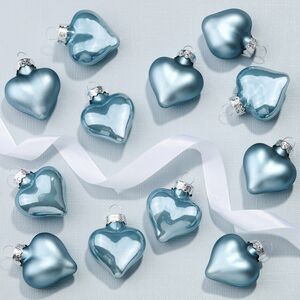 Набор стеклянных елочных игрушек Сердце Монплезира 4.5 см голубой туман mix, 12 шт Kaemingk фото 1