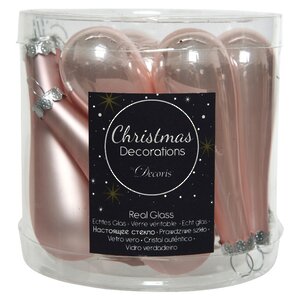 Набор елочных игрушек Капля 7.5 см розовый бутон mix, 12 шт, стекло Winter Deco фото 3