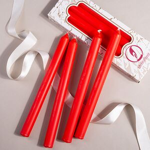 Столовые свечи 24.5 см, 4 шт, красные