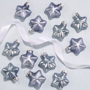 Набор стеклянных елочных игрушек Звезды 4.5 см smoke blue mix, 12 шт