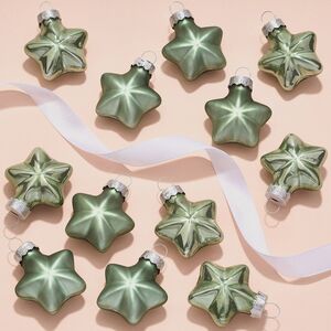 Набор стеклянных елочных игрушек Звезды 4.5 см шалфейный mix, 12 шт