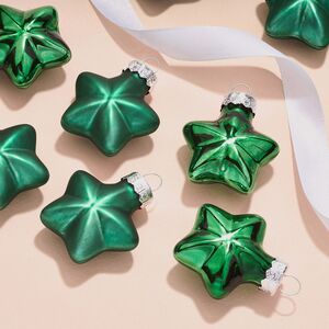 Набор стеклянных елочных игрушек Звезды 4.5 см рождественский зеленый mix, 12 шт Kaemingk фото 2