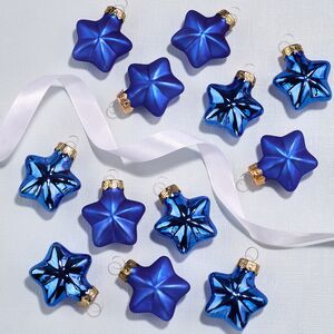 Набор стеклянных елочных игрушек Звезды 4.5 см королевский синий mix, 12 шт