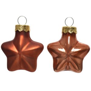 Набор стеклянных елочных игрушек Звезды 4.5 см terra brown mix, 12 шт, подвеска Kaemingk фото 2
