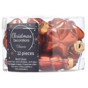 Набор стеклянных елочных игрушек Звезды 4.5 см terra brown mix, 12 шт Kaemingk (Кейминг) фото 3