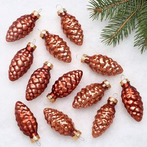 Набор стеклянных елочных игрушек Шишки 6 см terra brown mix, 12 шт