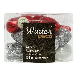 Набор стеклянных елочных игрушек Зимняя Ягода, 12 шт, подвеска Winter Deco фото 3