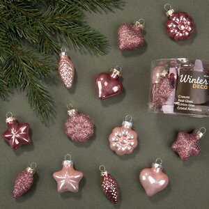Набор стеклянных елочных игрушек Розовые Облака, 12 шт, подвеска Winter Deco фото 1