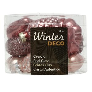 Набор стеклянных елочных игрушек Розовые Облака, 12 шт, подвеска Winter Deco фото 3