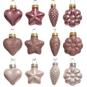Набор стеклянных елочных игрушек Розовые Облака, 12 шт, подвеска Winter Deco фото 2