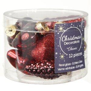 Набор стеклянных елочных игрушек Гранатовый Коктейль, 12 шт, подвеска Winter Deco фото 2
