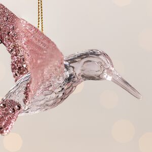 Елочная игрушка Птичка Колибри Pearl Blush 12 см, подвеска Kaemingk фото 2