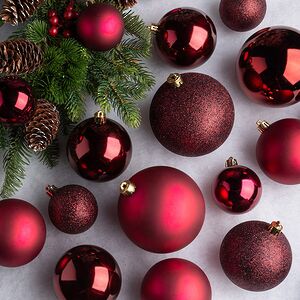 Набор пластиковых шаров Cosmo Бордовый, 6-10 см, 26 шт Winter Deco фото 1