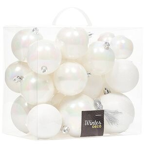 Набор пластиковых шаров Cosmo Белый Перламутр, 6-10 см, 26 шт Winter Deco фото 2