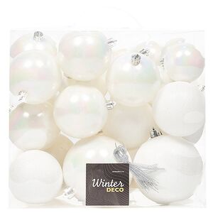 Набор пластиковых шаров Cosmo Белый Перламутр, 6-10 см, 26 шт Winter Deco фото 3