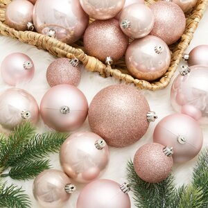 Набор пластиковых шаров Cosmo Розовый Бутон, 6-10 см, 26 шт Winter Deco фото 1