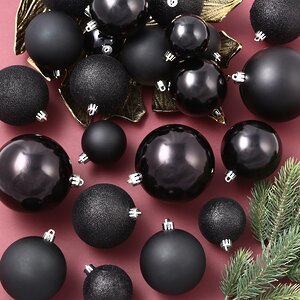 Набор пластиковых шаров Cosmo Черный, 6-10 см, 26 шт Winter Deco фото 1