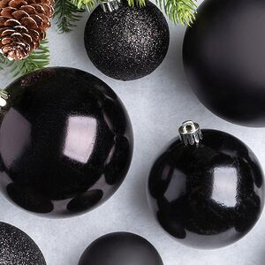 Набор пластиковых шаров Cosmo Черный, 6-10 см, 26 шт Winter Deco фото 2