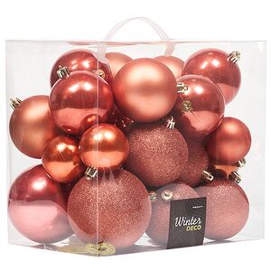 Набор пластиковых шаров Cosmo Красный апельсин, 6-10 см, 26 шт Winter Deco фото 3
