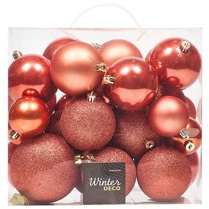 Набор пластиковых шаров Cosmo Красный апельсин, 6-10 см, 26 шт Winter Deco фото 4