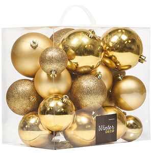 Набор пластиковых шаров Cosmo Золотой, 6-10 см, 26 шт Winter Deco фото 2