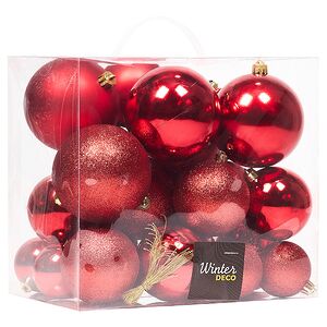 Набор пластиковых шаров Cosmo Красный, 6-10 см, 26 шт Winter Deco фото 2