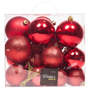 Набор пластиковых шаров Cosmo Красный, 6-10 см, 26 шт Winter Deco фото 3