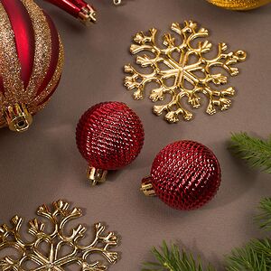Набор елочных игрушек Glory Brilliance 46 шт красный с золотым, 8 см, пластик Winter Deco фото 6