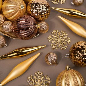 Набор елочных игрушек Glory Brilliance - Gold 46 шт, 8 см, пластик Winter Deco фото 5