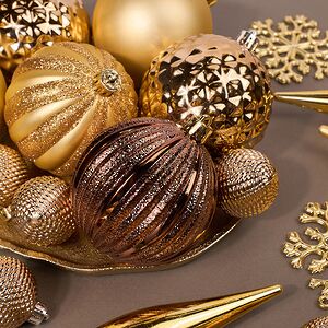 Набор елочных игрушек Glory Brilliance - Gold 46 шт, 8 см, пластик Winter Deco фото 2