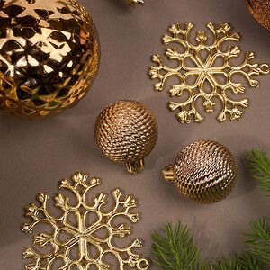 Набор елочных игрушек Glory Brilliance - Gold 46 шт, 8 см, пластик Winter Deco фото 6