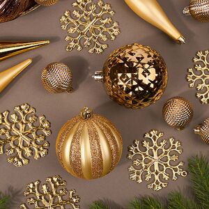 Набор елочных игрушек Glory Brilliance - Gold 46 шт, 8 см, пластик Winter Deco фото 4
